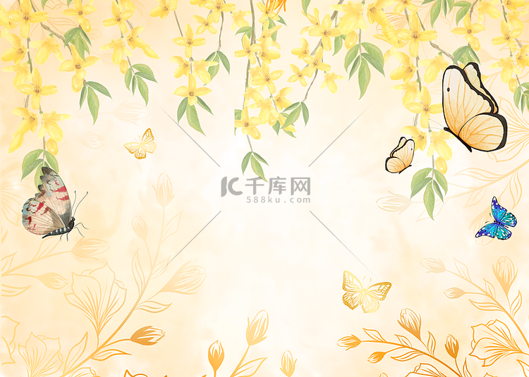 蝴蝶花卉金色植物叶片黄色花卉背