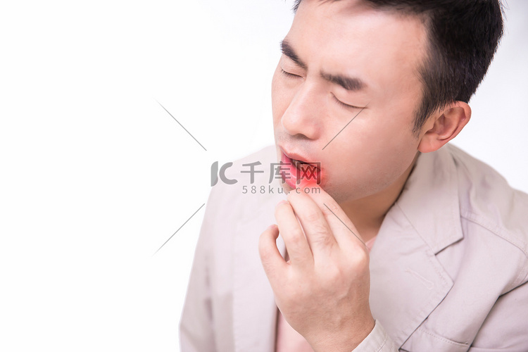 牙疼口腔口腔溃疡疼痛男性摄影图