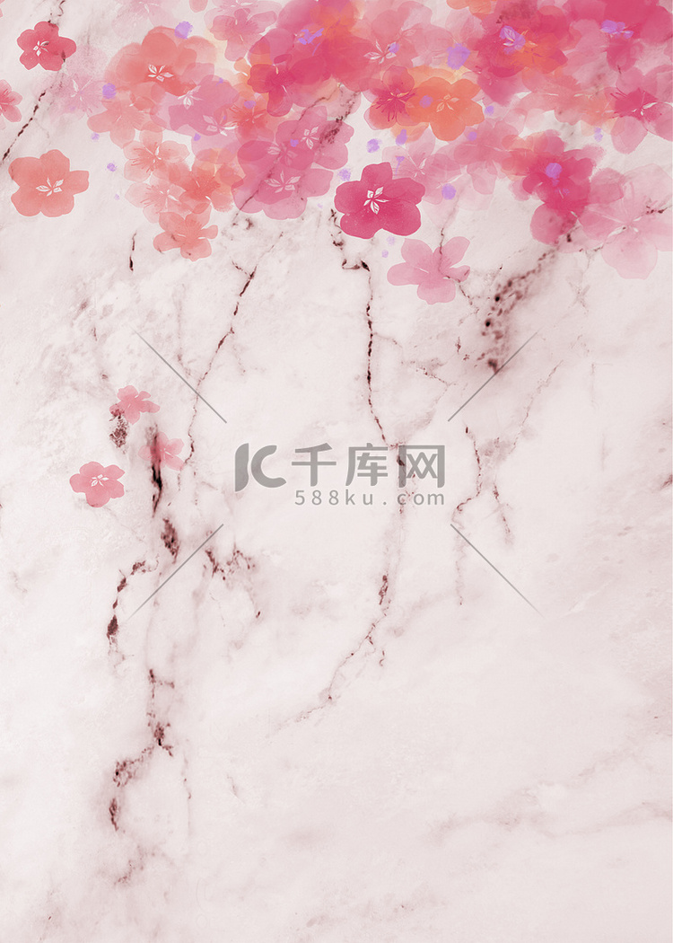 大理石组合粉色花卉背景