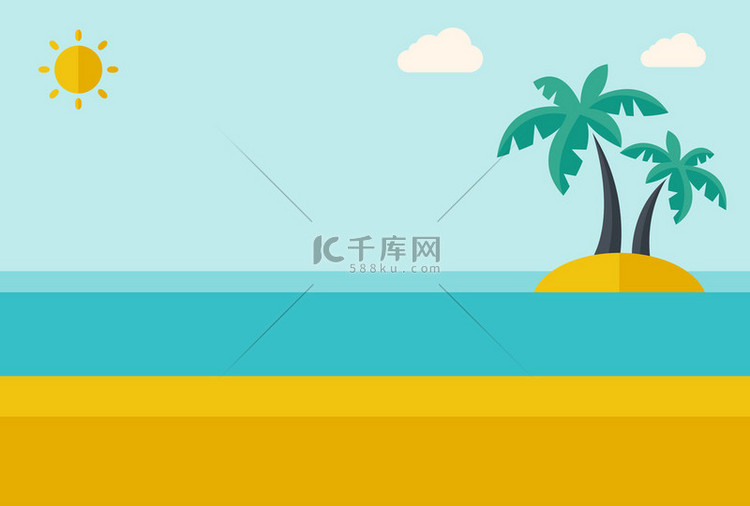 热带海洋岛屿与棕榈树.