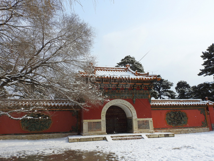 东北沈阳冬季冬至故宫雪景下雪摄