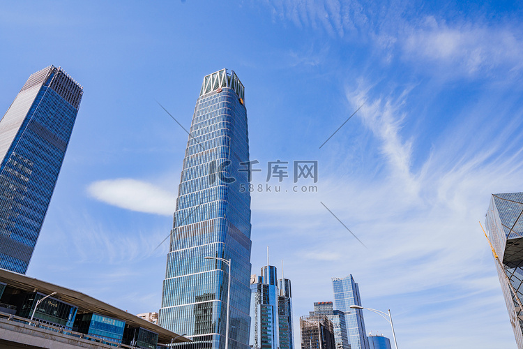 北京地标白天市中心建筑群户外写