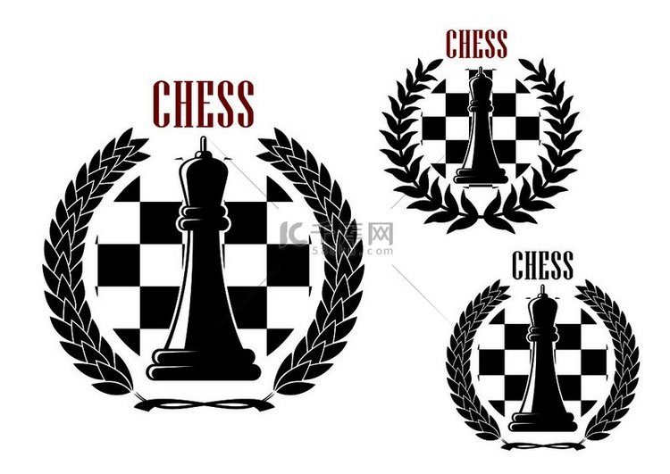 国际象棋锦标赛或俱乐部图标，方