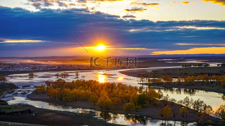 内蒙古草原黑山头日落风景摄影图