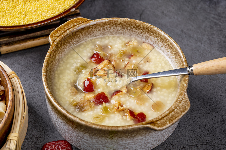 红枣小米养胃粥营养美食摄影图配