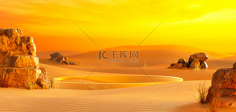 金黄色空间夕阳沙漠黄色自然空间