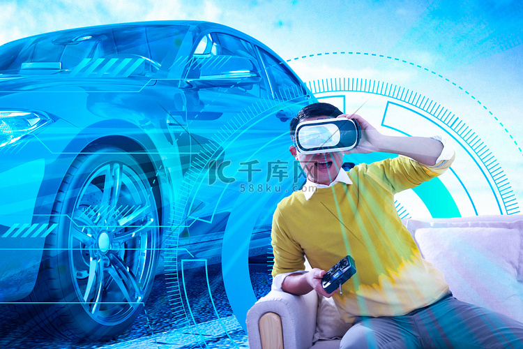 人像VR虚拟汽车体验摄影图未来
