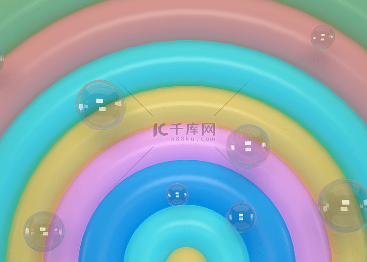 圆环抽象彩虹空间背景展示