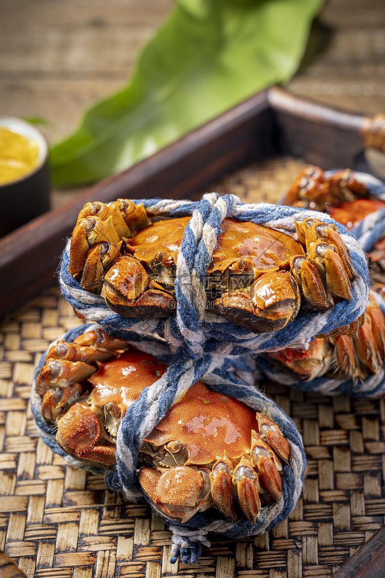 新鲜美食美味的大闸蟹摄影图配图