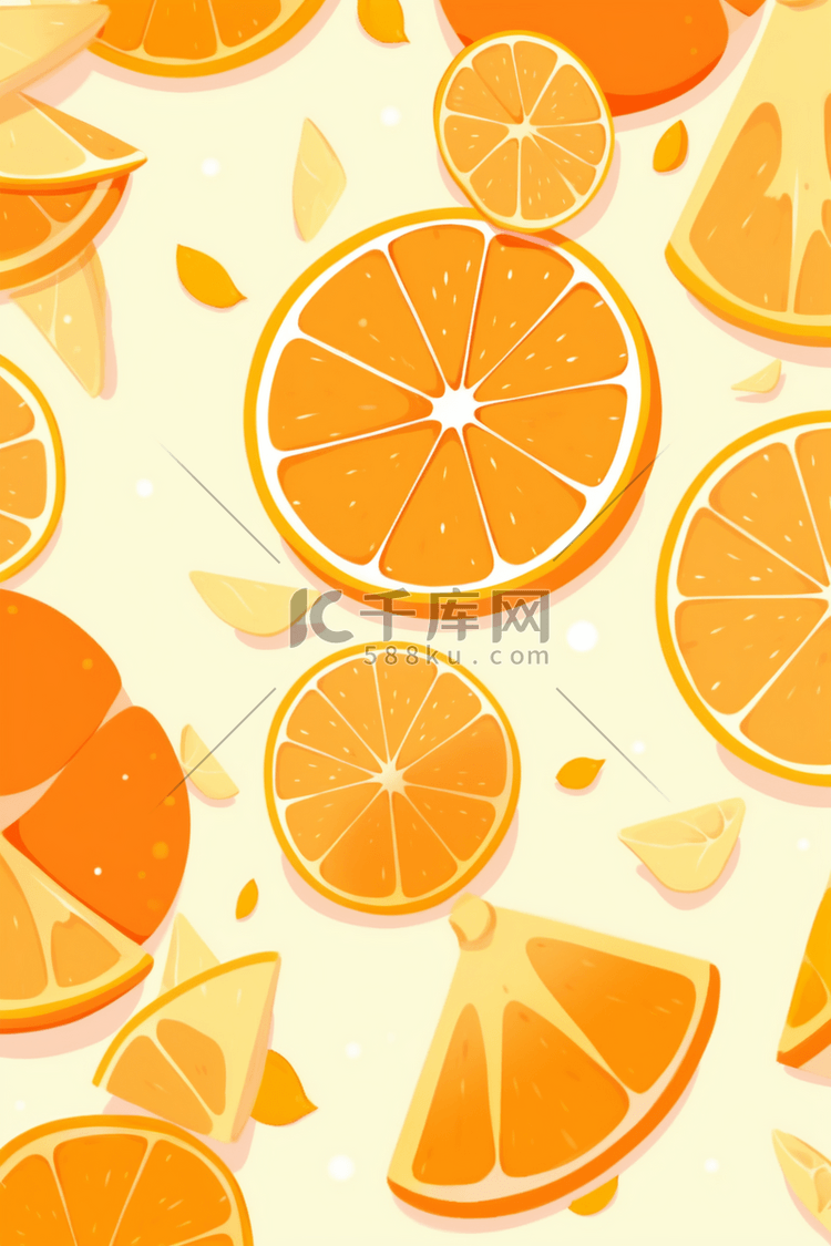 平铺扁平背景水果底纹纹理橙子