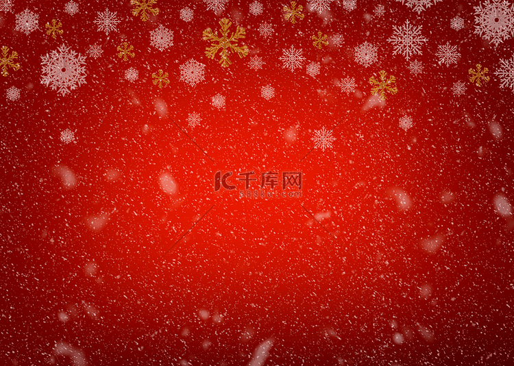 圣诞节雪花纷飞红色背景