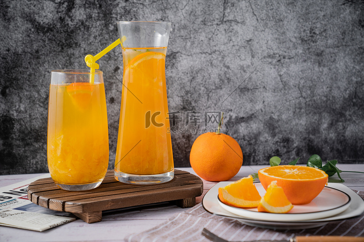 果汁橙子橙汁饮品美食营养健康摄