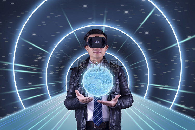 VR眼镜科技人像虚拟科技人像摄
