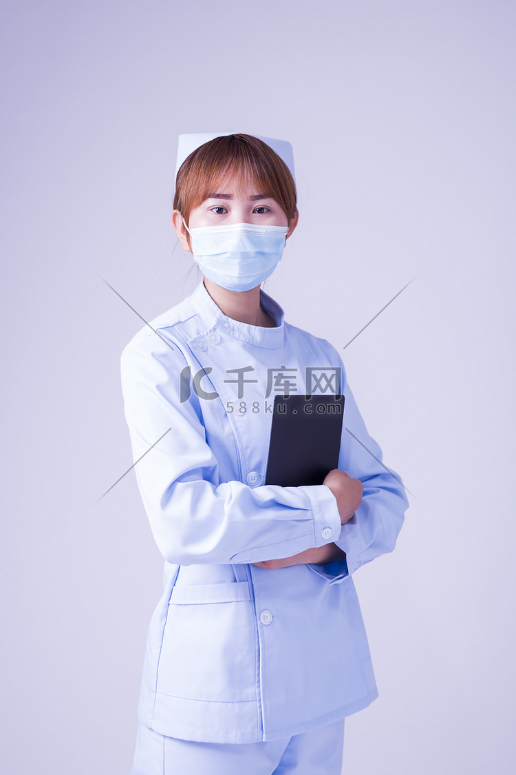 护士医疗人像医护护士手势摄影图