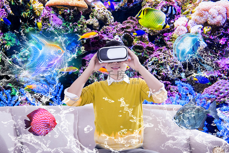 VR科技人像虚拟体验眼镜科技摄