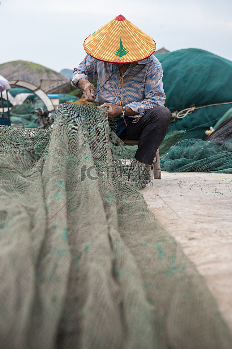 北麂岛补网的人下午人物海岛无摄