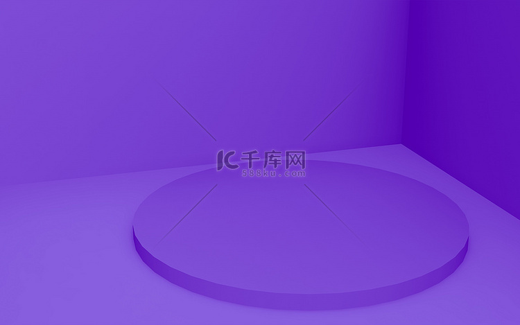 3D紫色圆柱形讲台最小工作室背