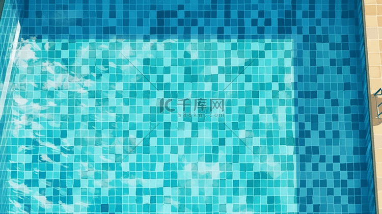 蓝色夏季清凉泳池