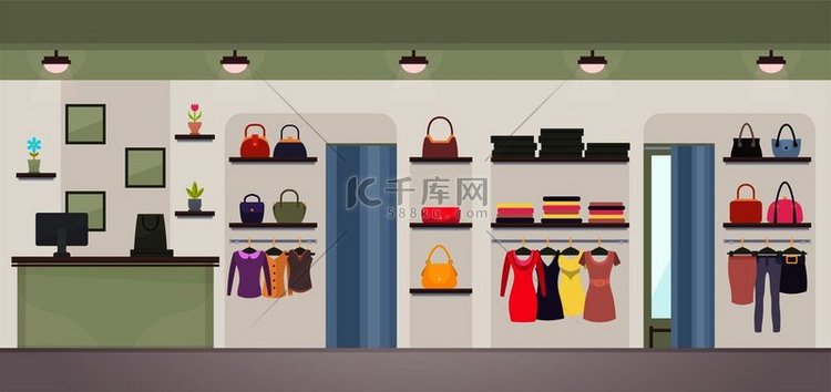 女装店，提供多种连衣裙、手提包