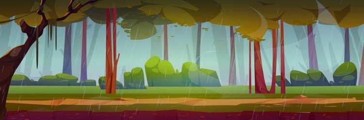 雨中森林的游戏地面纹理。