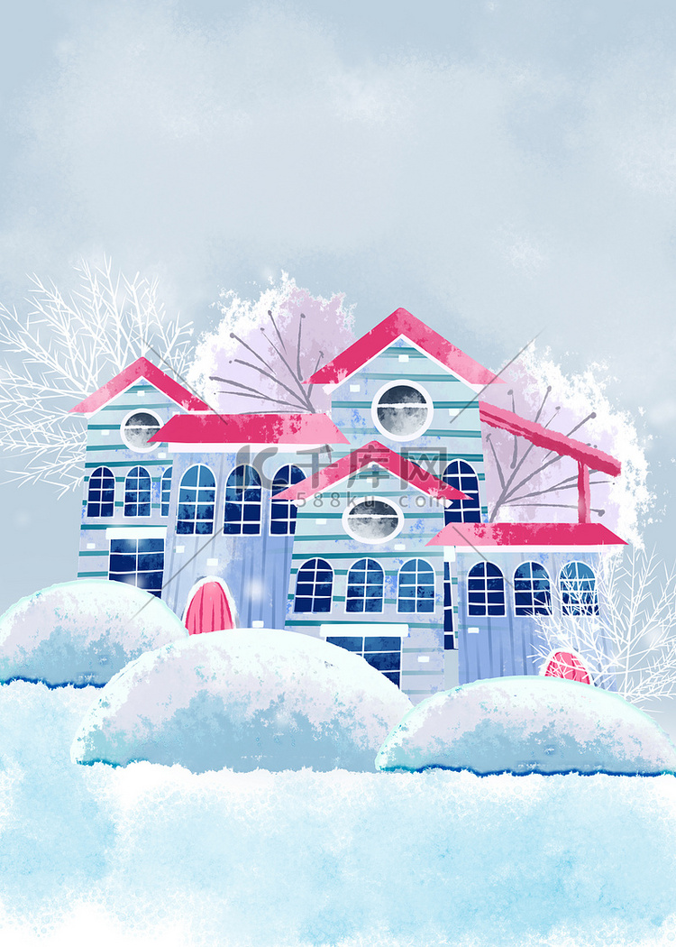 圣诞节冰雪卡通城堡