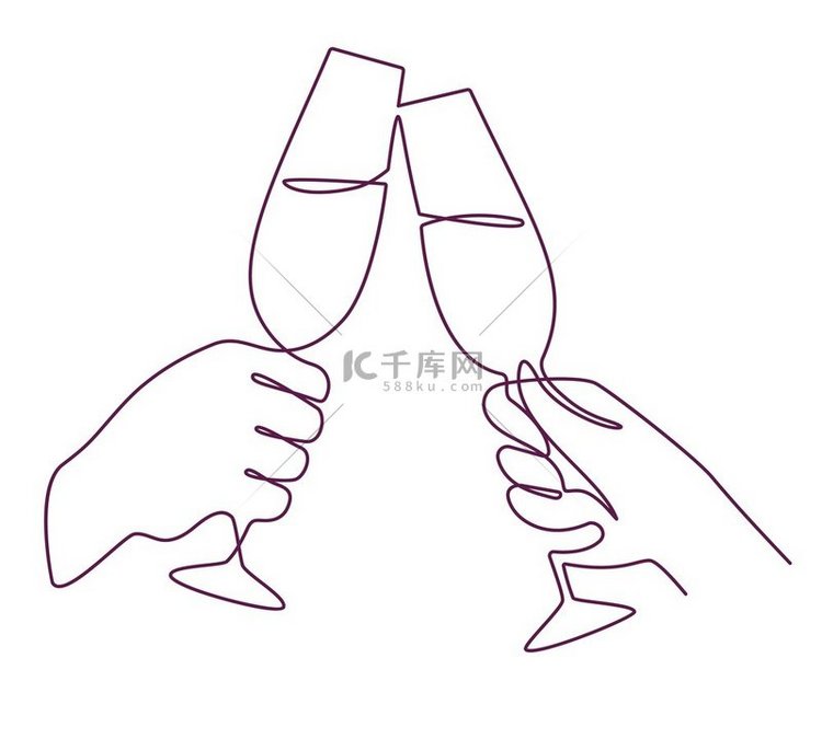 双手拿着香槟酒杯。