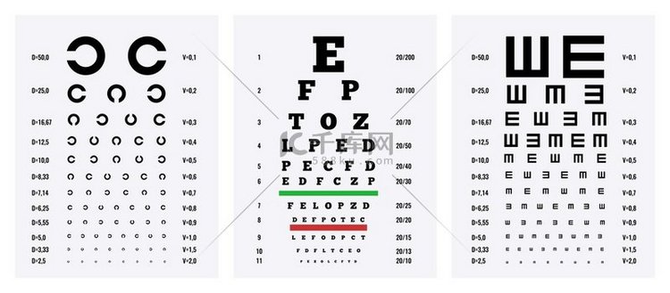 视力测试图表3张可下载的医学逼