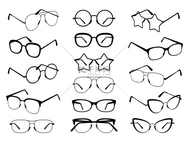 眼镜轮廓现代眼镜时尚的黑色眼镜