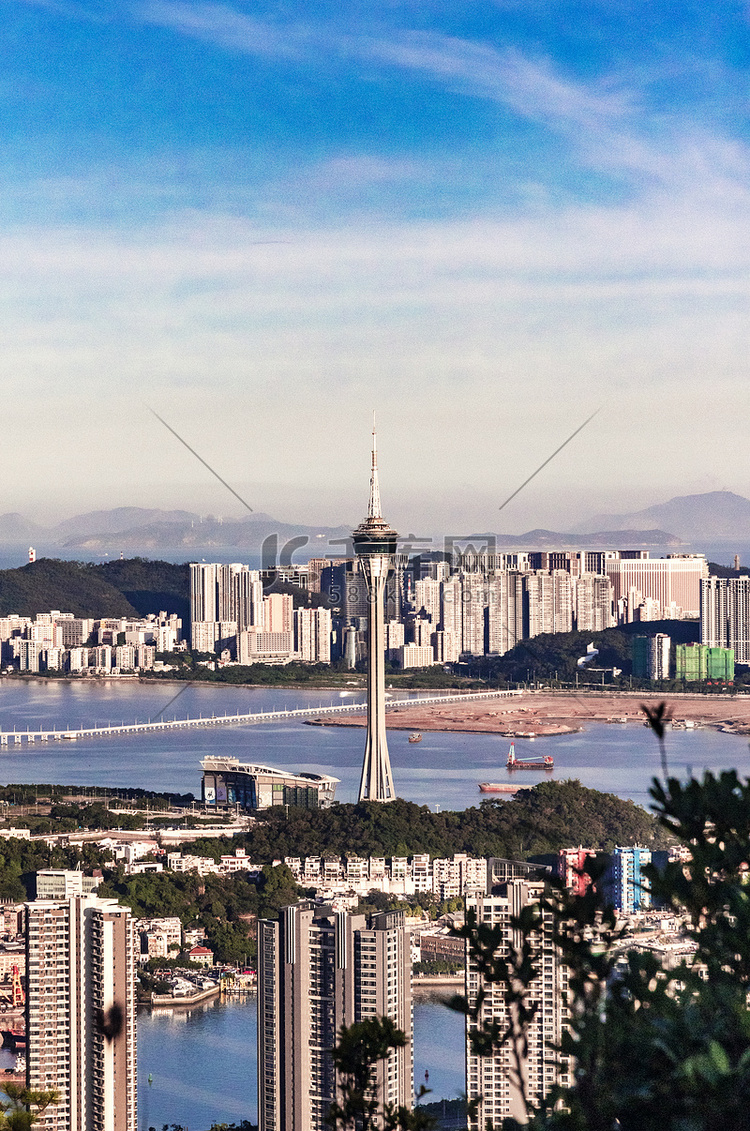 澳门电视台下午建筑天台拍摄摄影