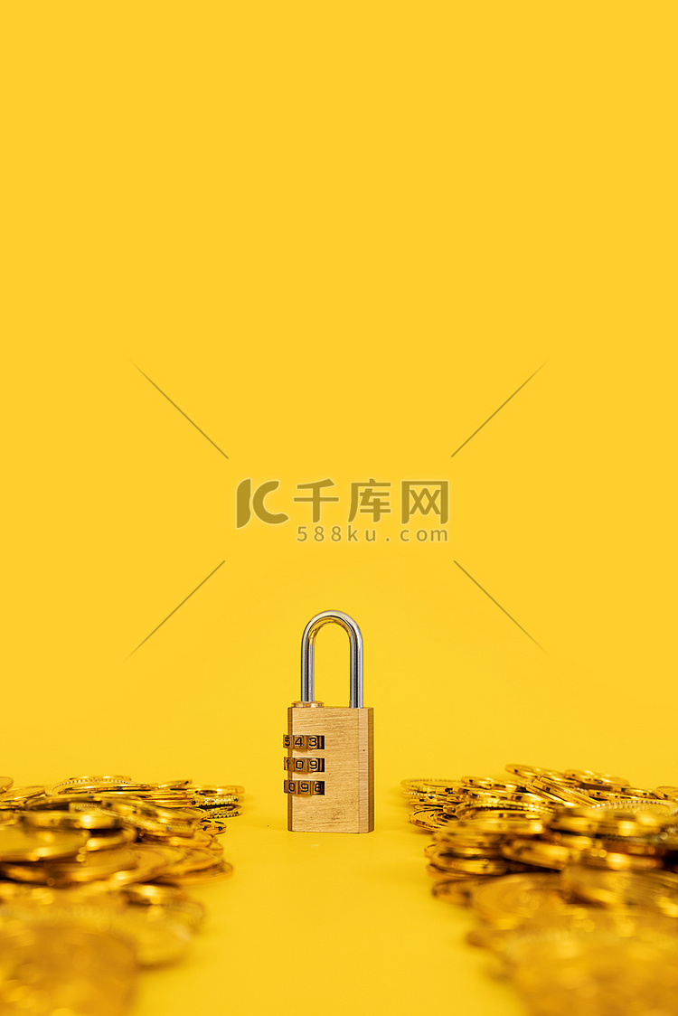 金币安全锁投资理财金融创意摄影