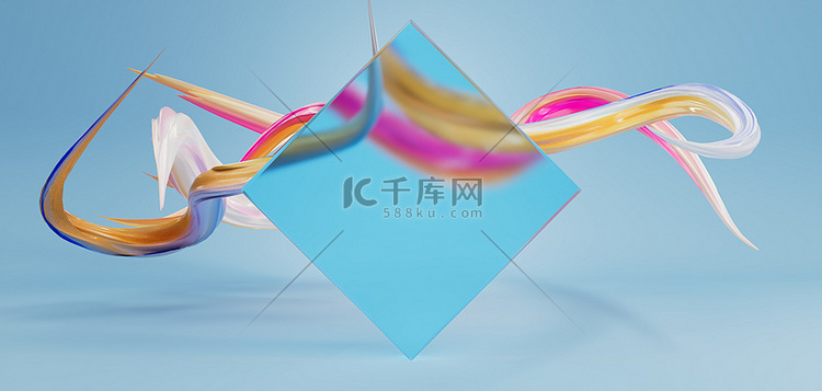 抽象玻璃方块蓝色C4D