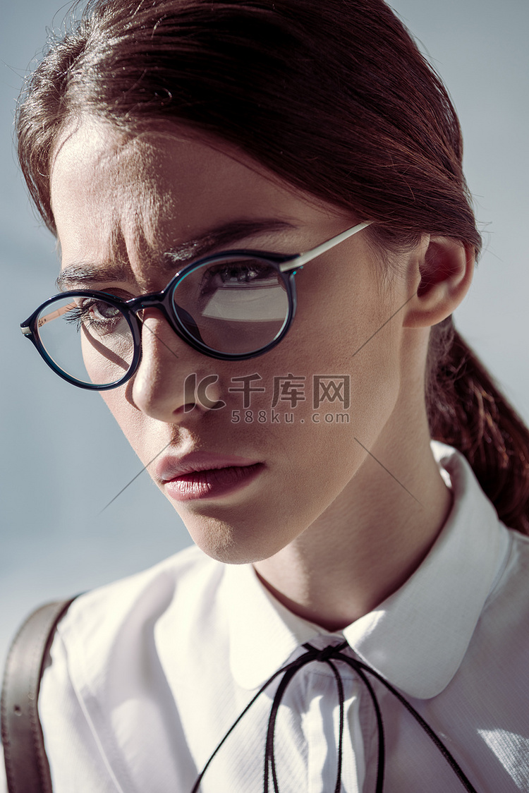 stylish hipster woman in glasses
