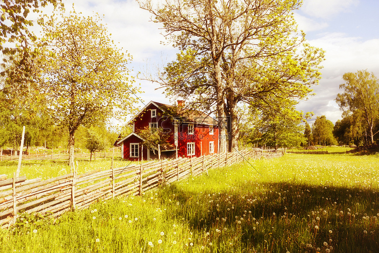 old farm house in a rural old landscape