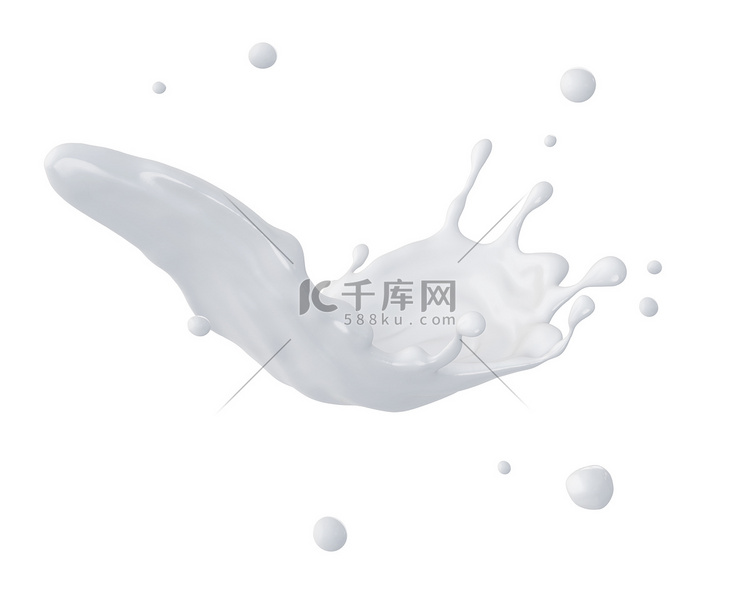 3d 抽象液态奶飞溅、 油漆或