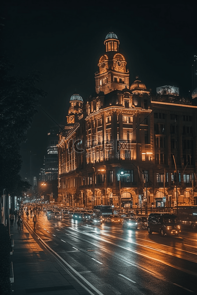 上海南京路外滩夜景摄影图