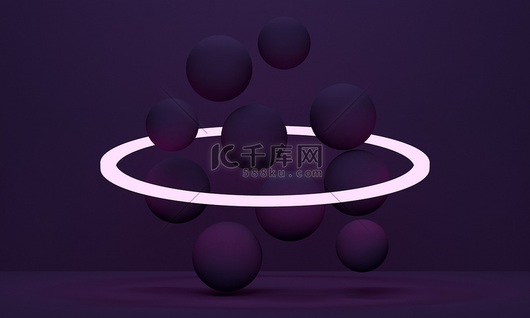 淡紫色的抽象背景，带着飞球和一