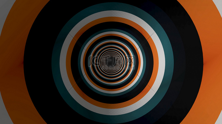 抽象背景与动画催眠彩色隧道。抽