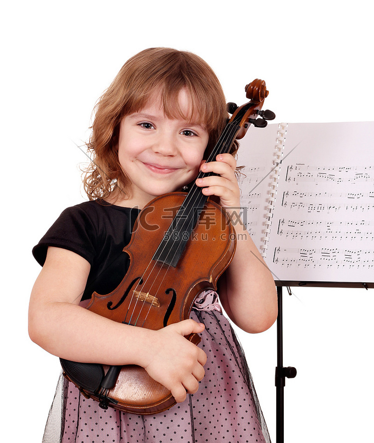 小女孩用小提琴构成