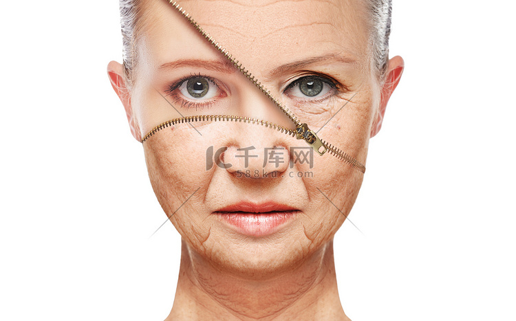 概念皮肤老化。抗衰老程序，复兴