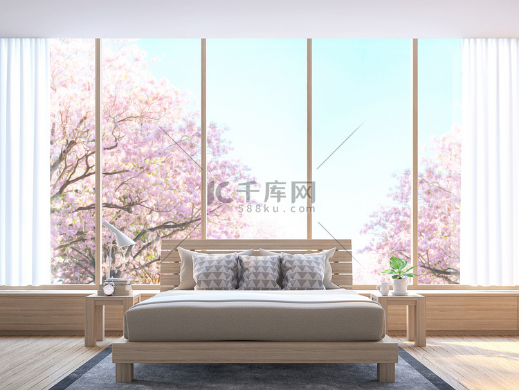 现代居室装饰房间用木材 3d 