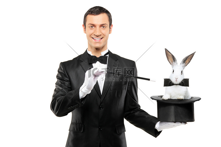 魔术师控股帽子的兔子