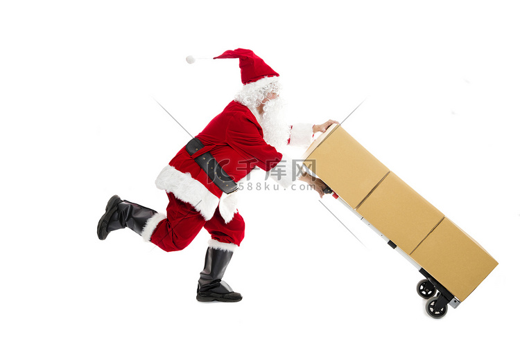 圣诞老人运行和送圣诞礼物
