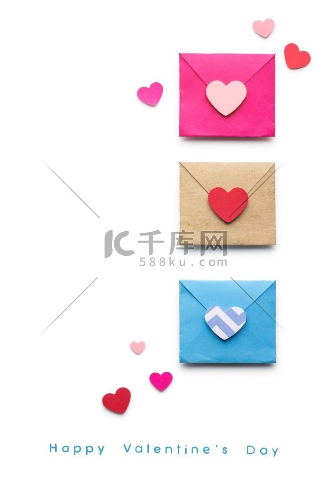 三个信封的创造性的情人节概念照