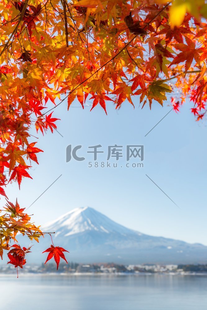 山富士在秋季在河口湖或河口湖在