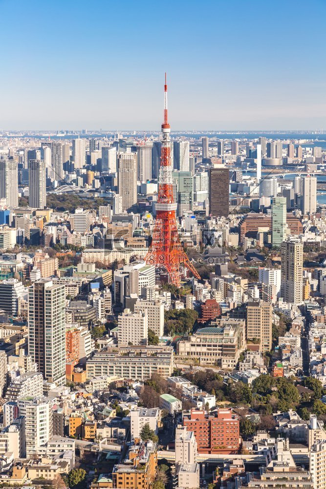 日本东京天际线的东京塔