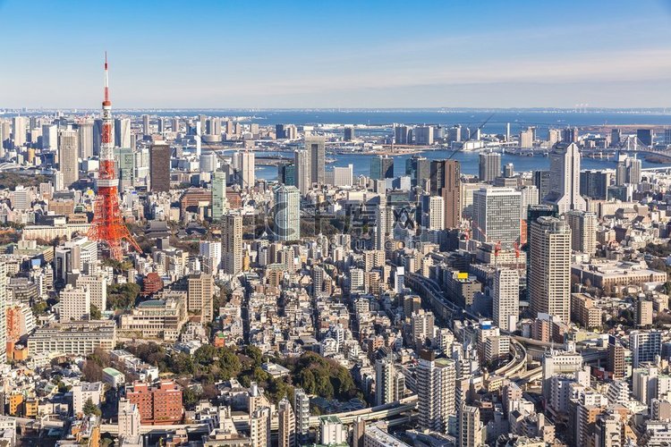 日本东京天际线的东京塔