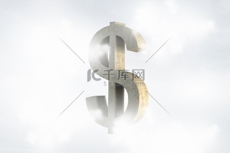 美元货币符号。云彩背景下美元石