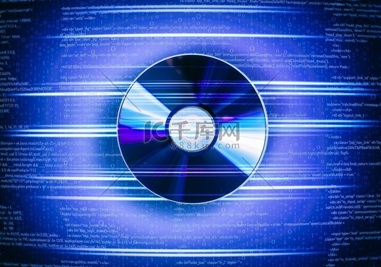 CD光盘。一张蓝色数字背景的C