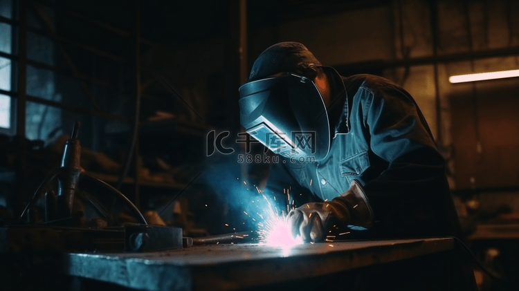 工厂工人加工生产机械焊接火花7