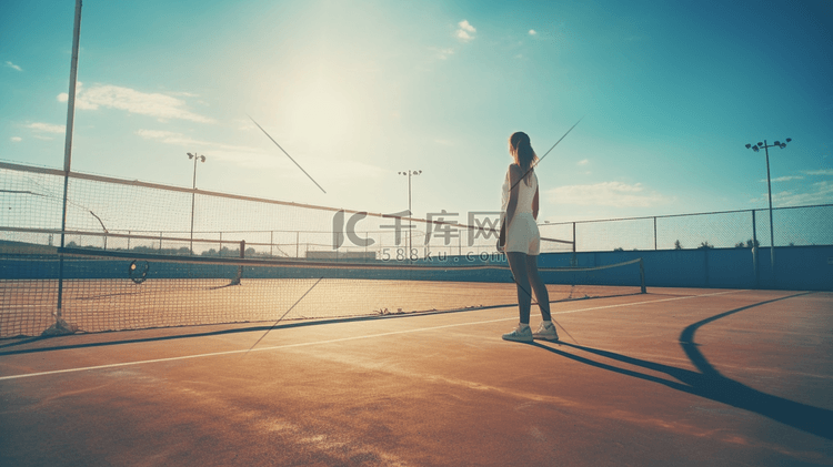 夏日运动网球室外运动员特写摄影